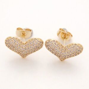 Paved CZ Heart Stud Earrings (7010)